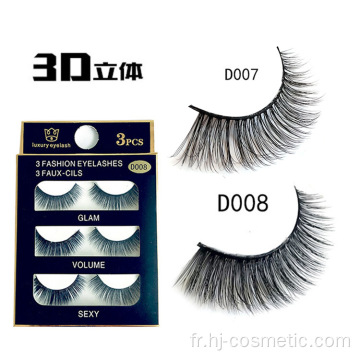 Double 3D Remy hair False Eyelashes Echantillon gratuit meilleur prix faux cils 3d vison avec des boîtes personnalisées